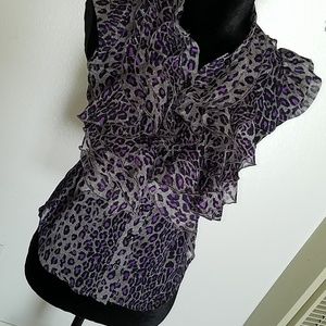 Ruched cheetah print top